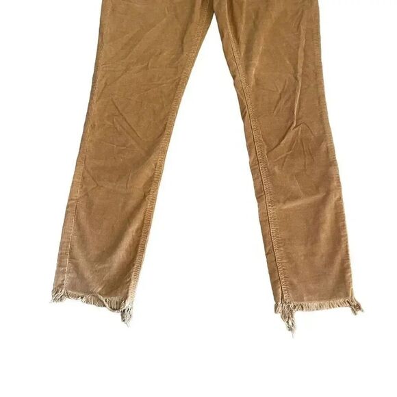 Free People Tan Brown Corduroy Raw Hem Womens Soft Pants Slim Leg Cropped SZ 27 - Picture 3 of 10